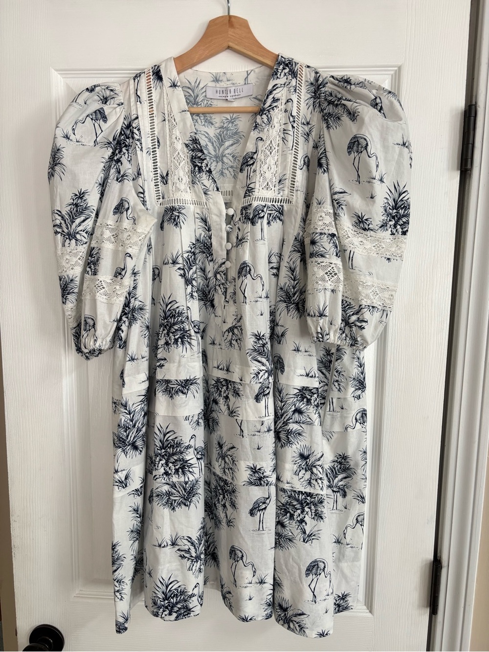 Hunter Bell Jenkins Mini Dress in Navy Flamingo Print, Size S - Picture 6 of 12